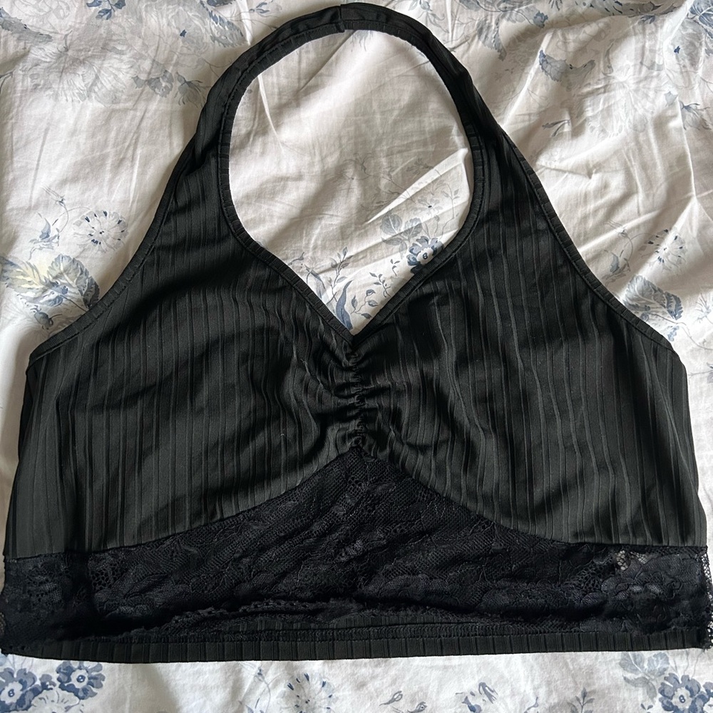 Black lace halter top